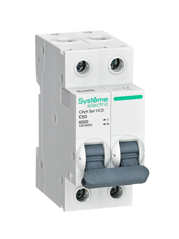 

Автоматический выключатель Systeme Electric City9 Set 2P 50 А, тип С, 6 кА, C9F36250