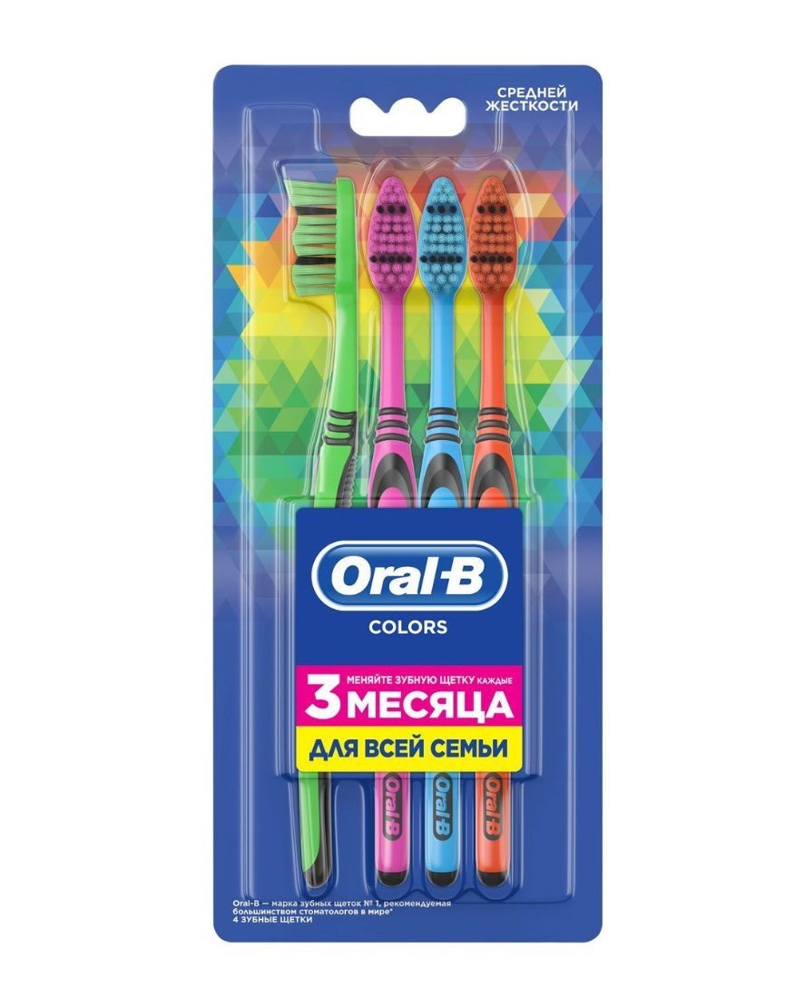 Oral-B Щётка зубная Colors 40 средняя 4 шт 856₽