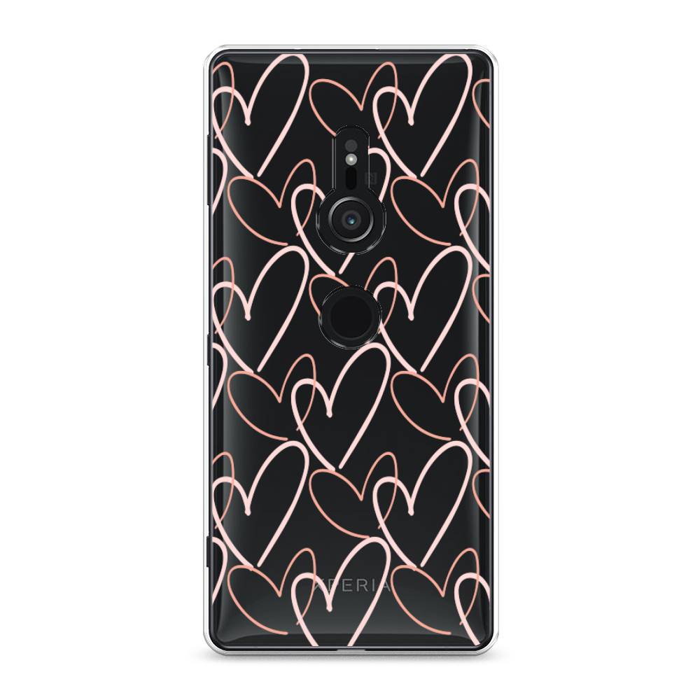 

Чехол на Sony Xperia XZ2 "Узор из сердечек", Розовый;бежевый, 52850-6