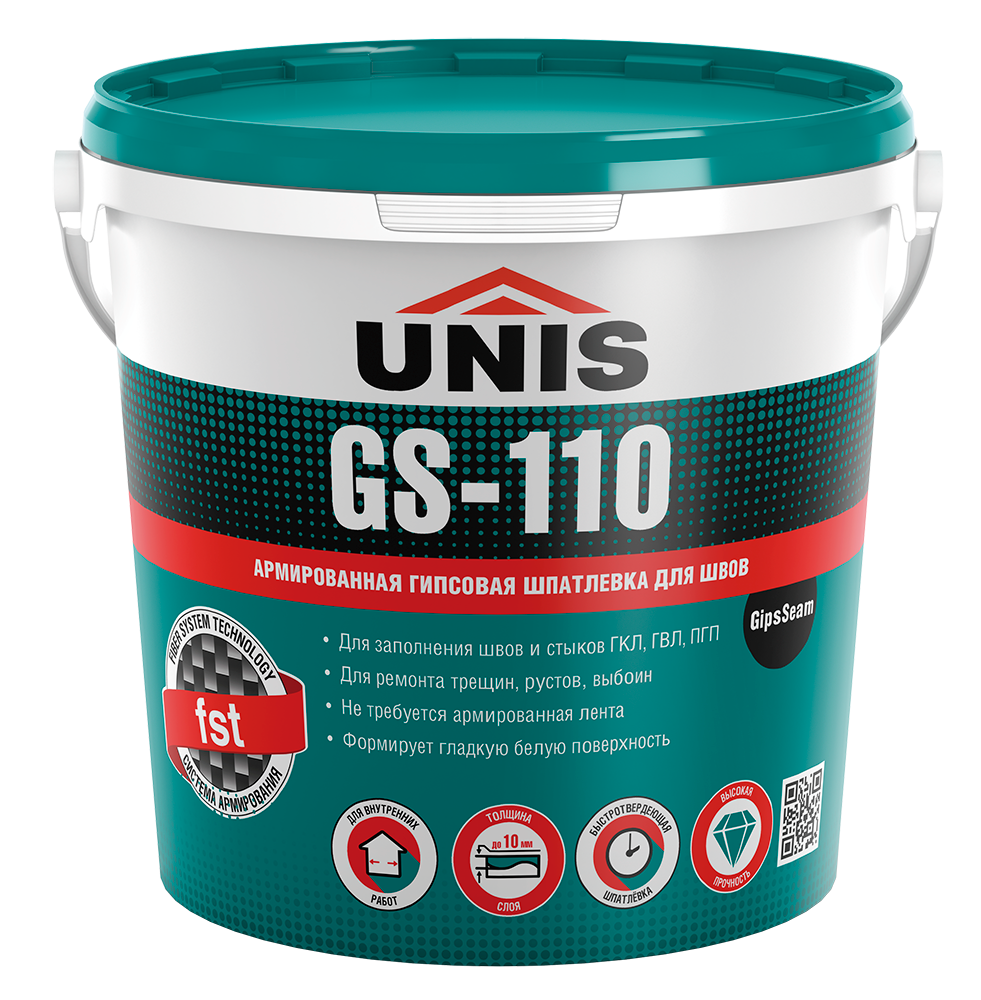 

Шпатлевка UNIS GS-110 GipsSeam для швов, гипсовая, армированная, 5 кг 4607005185716, Белый