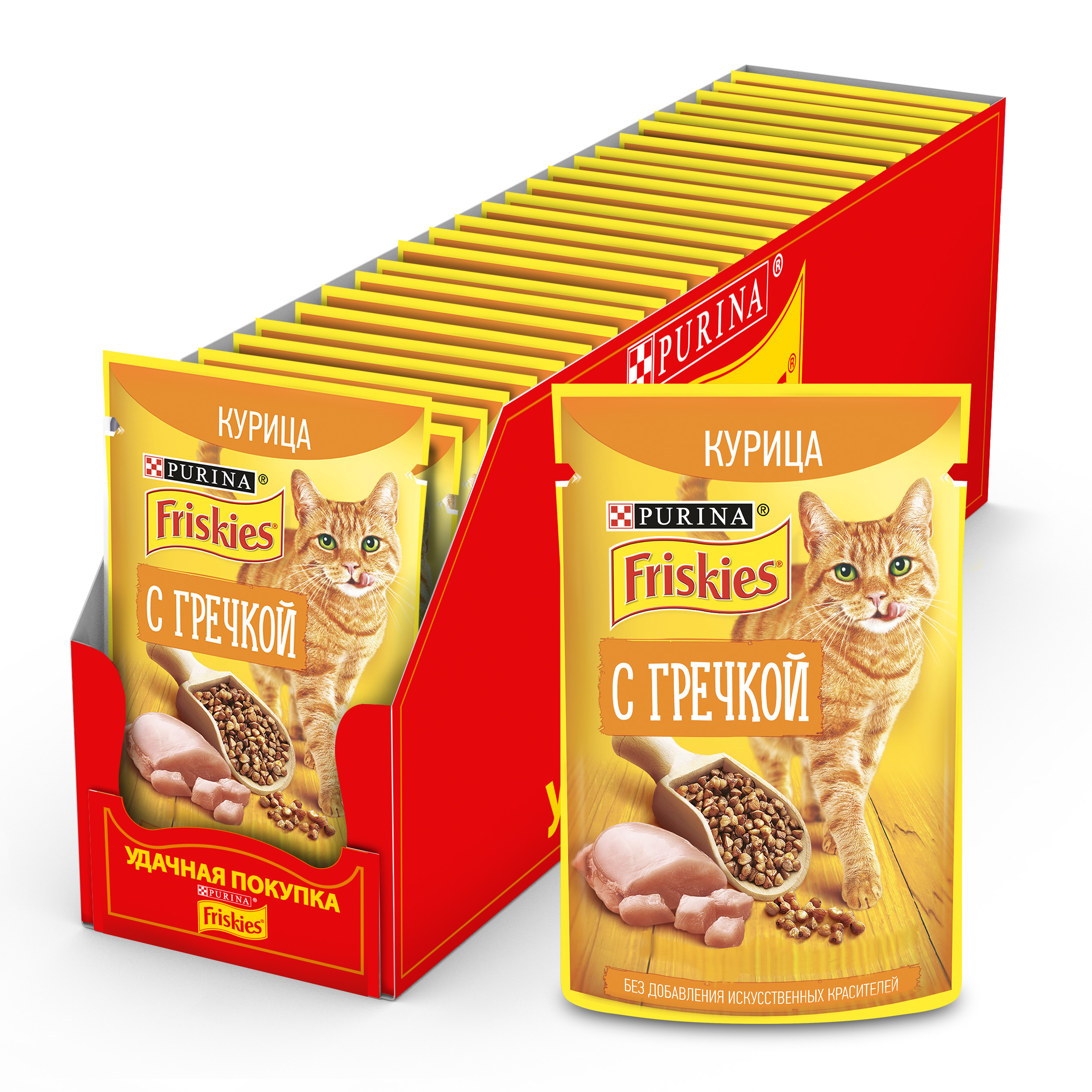 фото Влажный корм для кошек friskies, с курицей и гречкой в подливе, 24шт по 75г