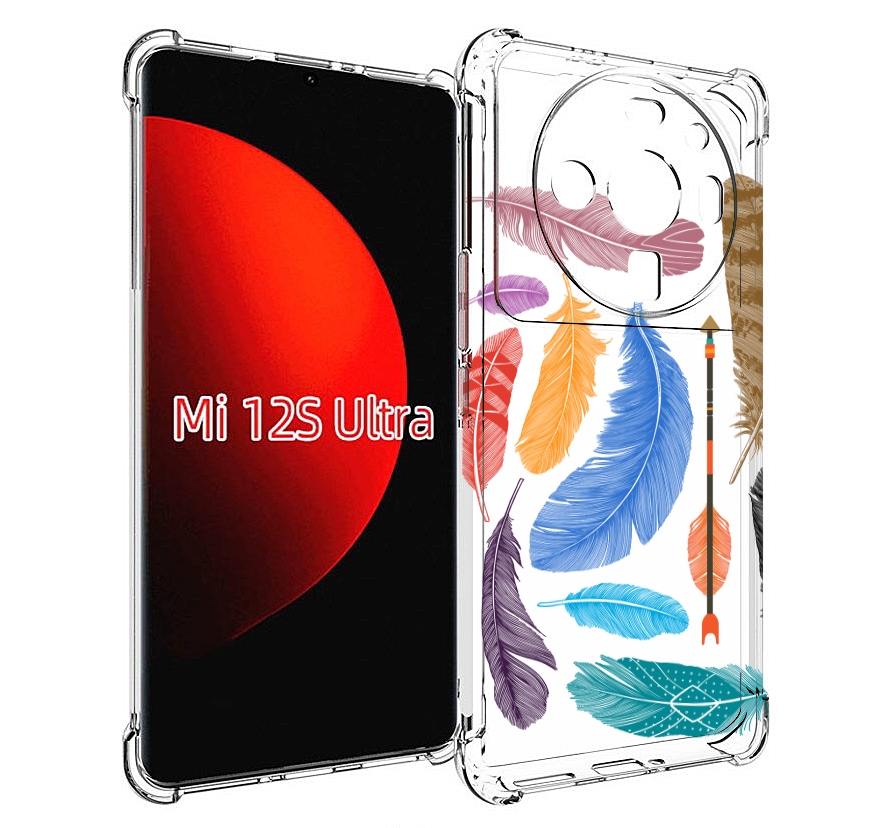 

Чехол MyPads разноцветные перья для Xiaomi 12S Ultra, Прозрачный, Tocco