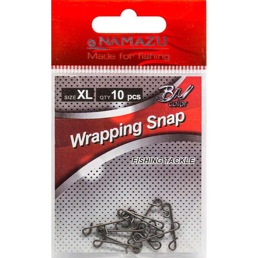 

Безузловая застежка Namazu WRAPPING SNAP N-FT-WSXL, цв. BN, р. XL, test-23 кг уп.10 шт, Черный, безузловка new stl