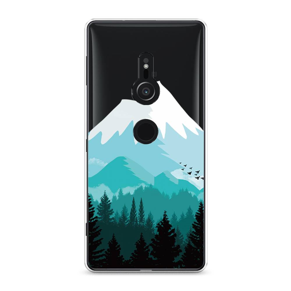 

Чехол для Sony Xperia XZ2 "Синяя снежная гора", Белый;голубой, 52850-2