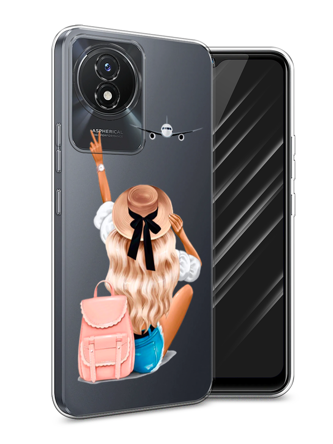 

Чехол Awog на Vivo Y02 "Автостопом самолетом", Бежевый;белый, 268150-7