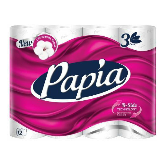 Туалетная бумага Papia Silk Edition белая трехслойная 12 шт туалетная бумага aro белая 2 слоя 4шт