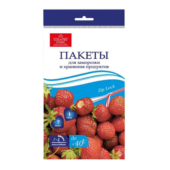 

Пакеты для заморозки и хранения продуктов Country Home 28x18 см 7 шт, Прозрачный