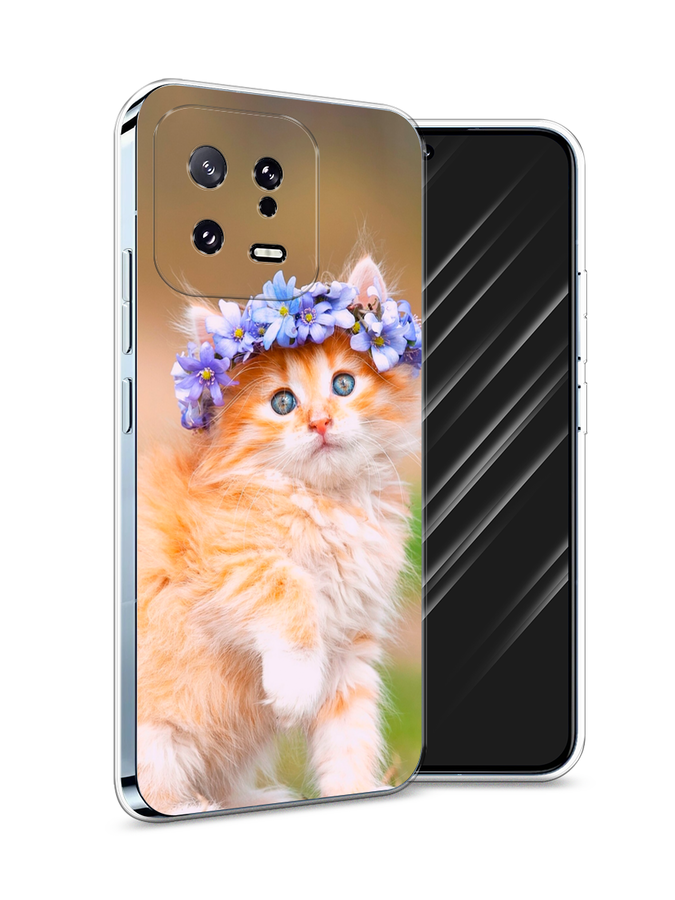 

Чехол Awog на Xiaomi 13 5G "Рыжий кот в венке", Коричневый;синий, 317250-1