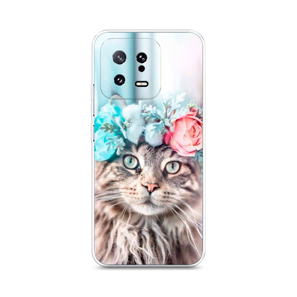 

Чехол Awog на Xiaomi 13 5G "Кот в венке", Серый;голубой;розовый, 317250-2