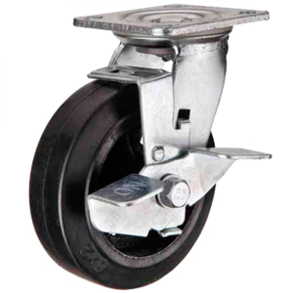 фото Большегрузное чугунное колесо поворотное с площадкой и тормозом scdb 42 (100 мм; 130 кг) а а5