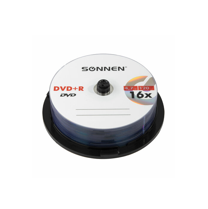 Sonnen DVD+R, 4,7 Gb, 16x, Cake Box, упаковка на шпиле, 25 шт