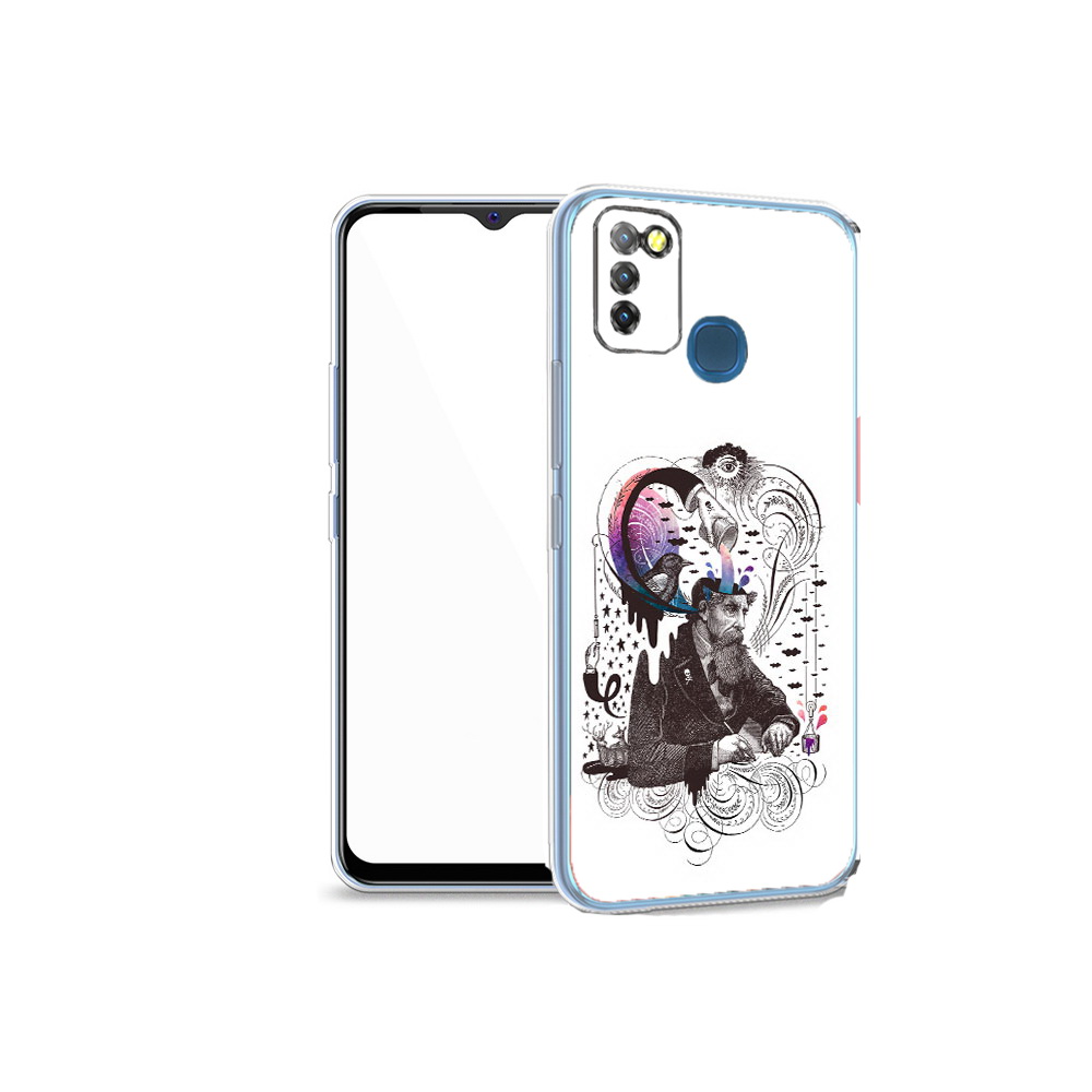 

Чехол MyPads Tocco для Infinix Hot 10 Lite абстракция думающий мужчина, Прозрачный, Tocco