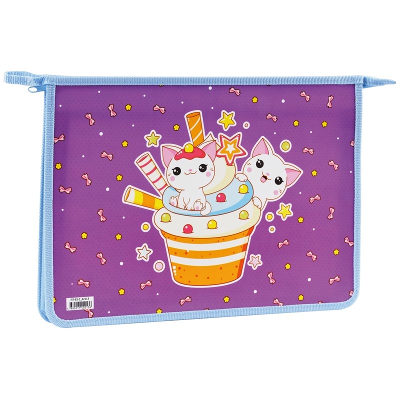

Папка ArtSpace 2 отделения А4 Sweet Cats пластик на молнии, Фиолетовый, ПТ-83-2