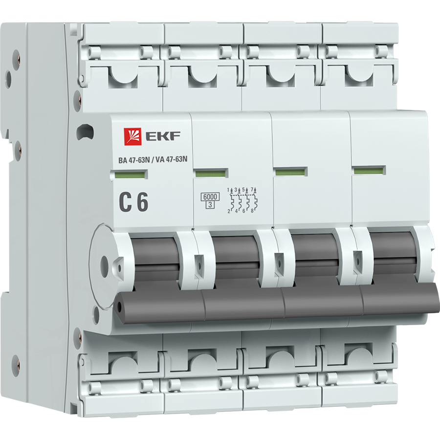 фото Автоматический выключатель ekf proxima 4p 6а (c) 6ка ва 47-63n m636406c