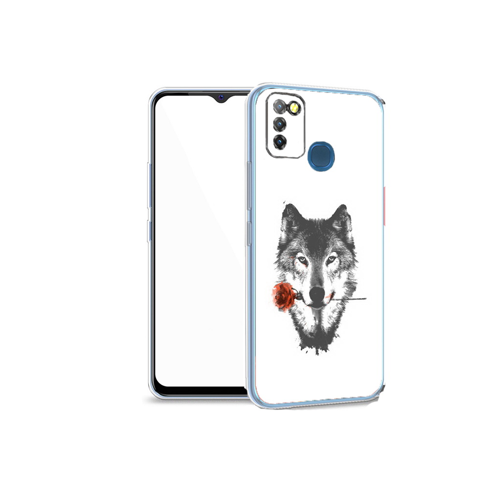 

Чехол MyPads Tocco для Infinix Hot 10 Lite волк с розой, Прозрачный, Tocco