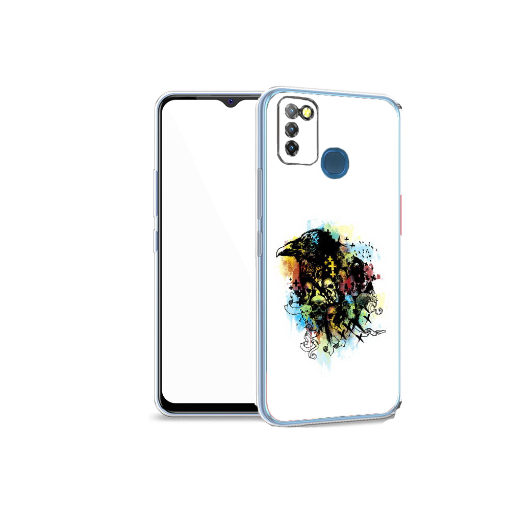 

Чехол MyPads Tocco для Infinix Hot 10 Lite ворон и черепа, Прозрачный, Tocco