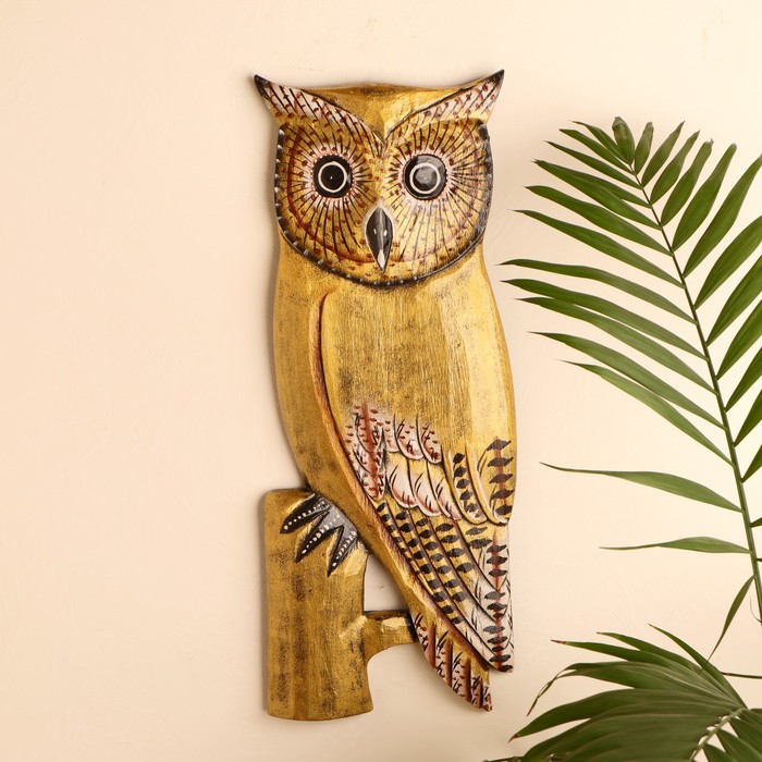

Настенное панно "Сова в золоте" 48х20х2,5 см, Indonesian style