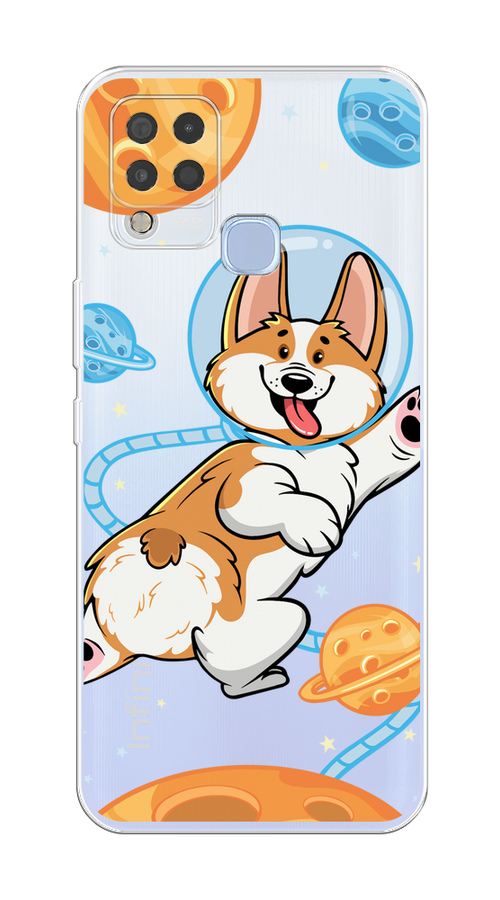 

Чехол на Infinix Hot 11 G37 "Корги-космонавт", Голубой;бежевый;белый, 3102150-1