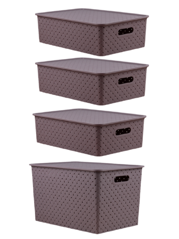 

Набор корзин violet "Береста" с крышкой 14л - 1шт, 7,5л - 3шт, цвет сирень, Набор 4-011