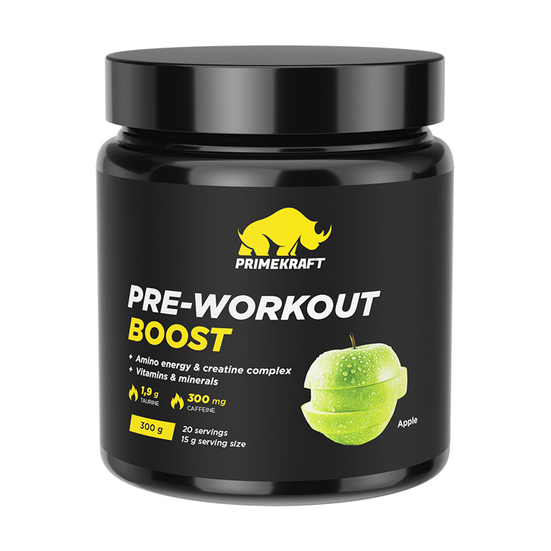 Предтренировочный комплекс Prime-Kraft PRE-Workout Boost 300 г, вкус яблоко