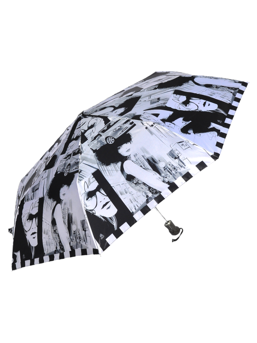 Зонт женский ZEST 83744 серебристо-черный