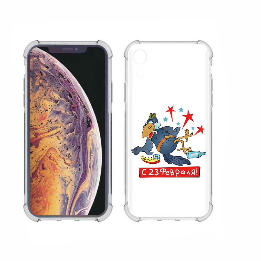 

Чехол MyPads Tocco для Apple iPhone XR 23 февраля веселая птица, Прозрачный, Tocco