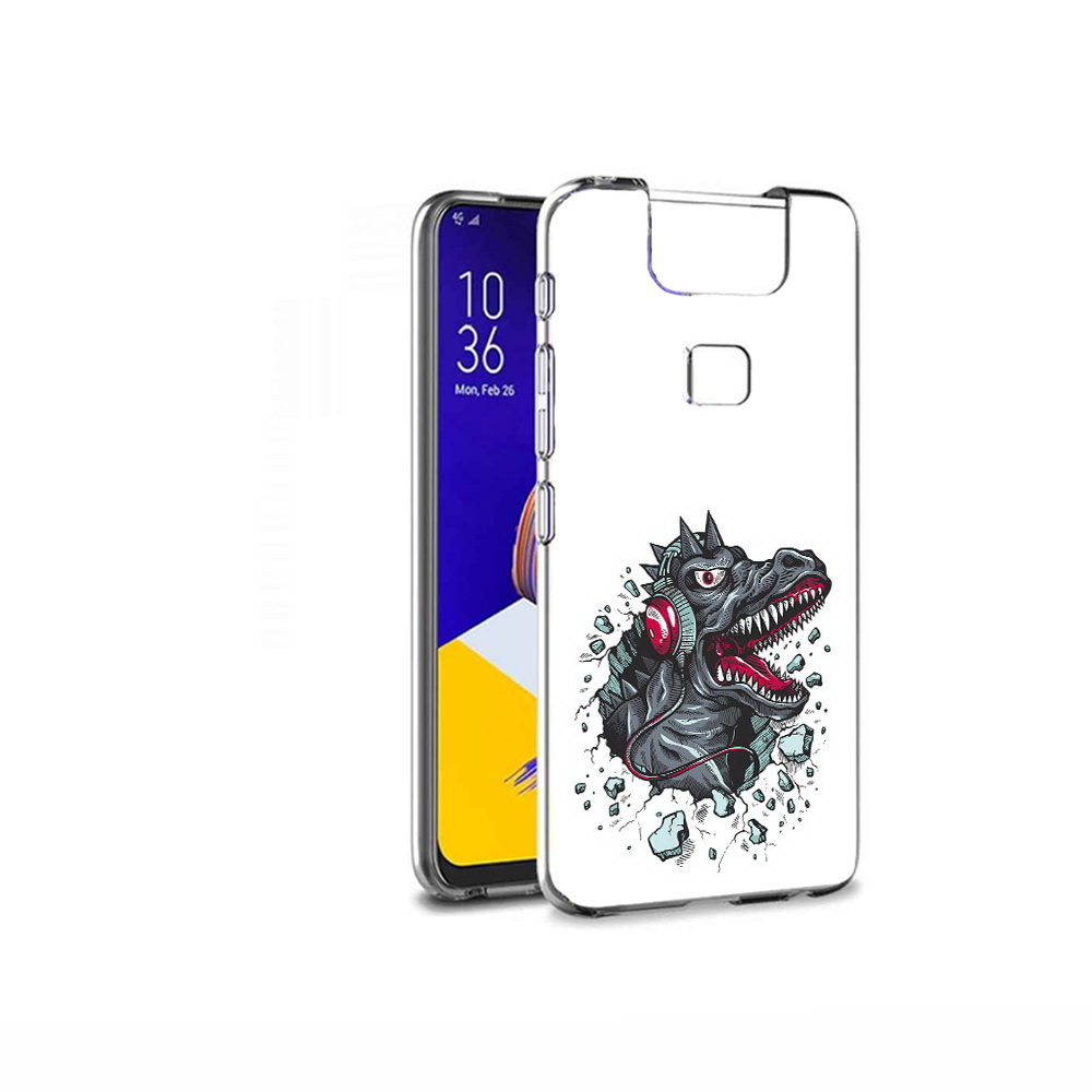 

Чехол MyPads Tocco для Asus ZenFone 6 (ZS630KL) Нарисованный динозавр в наушниках, Прозрачный, Tocco