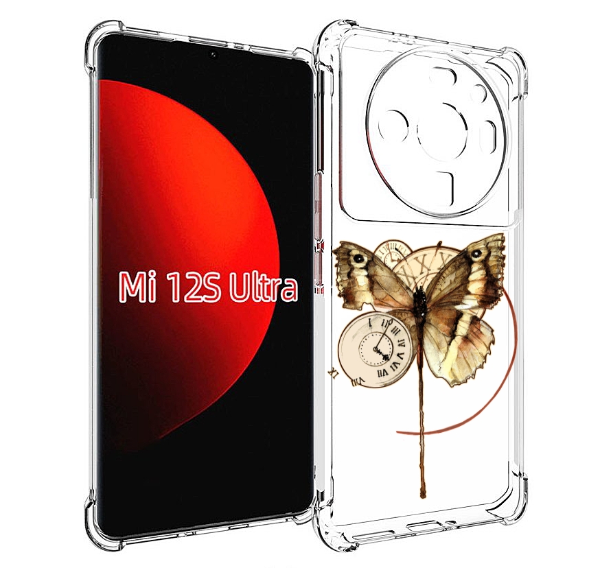 Чехол MyPads старинные часы с бабочкой для Xiaomi 12S Ultra