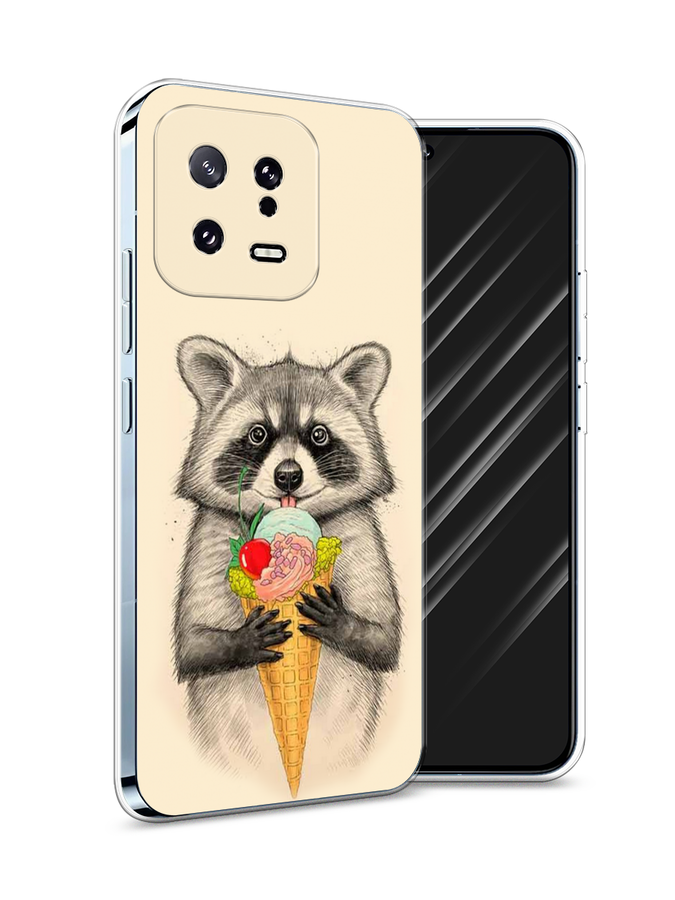 

Чехол Awog на Xiaomi 13 5G "Енот с мороженым", Бежевый;серый, 317250-10