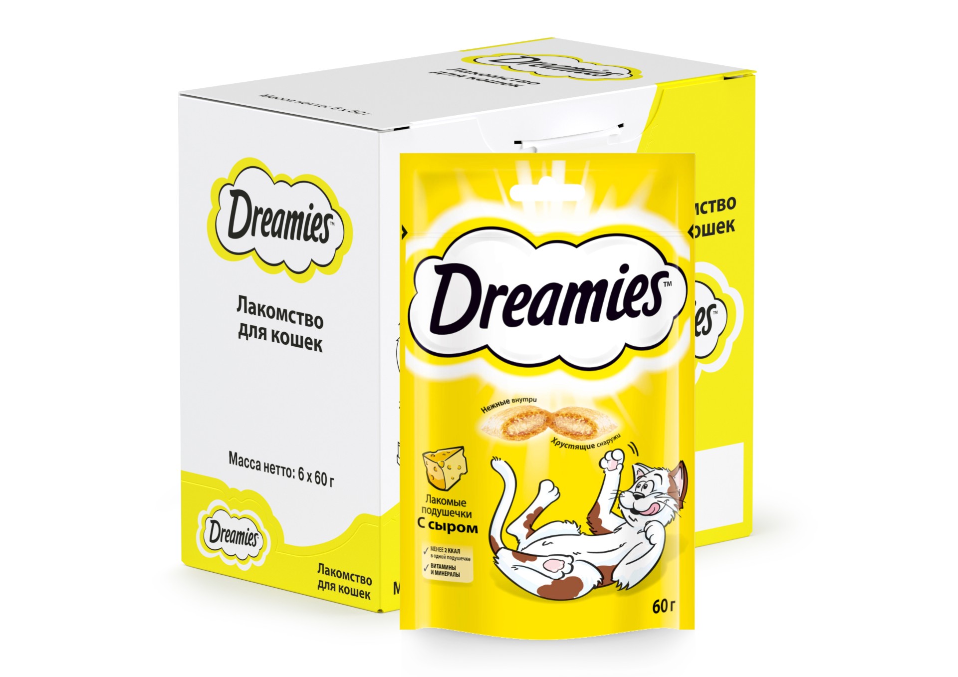 фото Лакомство для кошек dreamies, лакомые подушечки с сыром, 6 шт по 60г