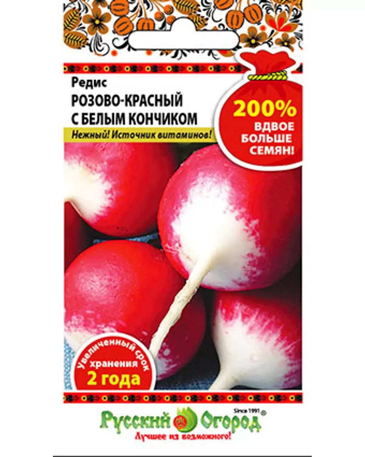 

Семена редис Розово-красный с белым кончиком, Русский Огород, art0015-psams4261, 5шт