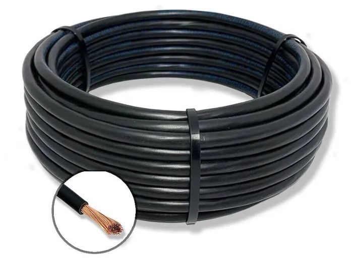 фото Провод электрический пугв 1х10 мм2 черный 10м, кабель силовой, медь nobrand