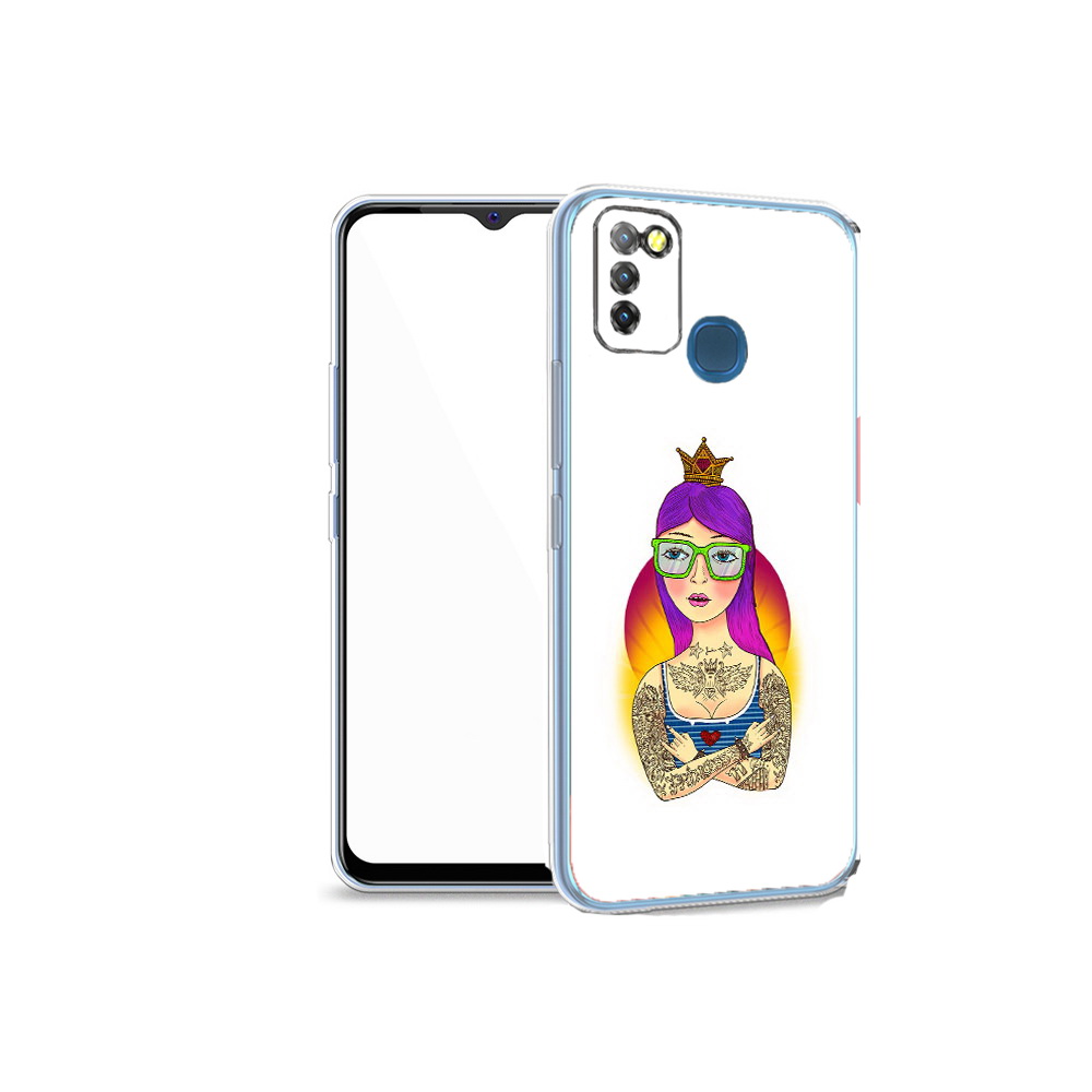 

Чехол MyPads Tocco для Infinix Hot 10 Lite девушка в татуировках с короной, Прозрачный, Tocco