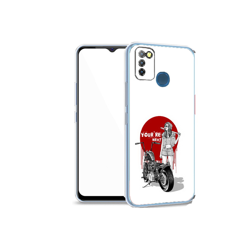 Чехол MyPads Tocco для Infinix Hot 10 Lite девушка с мотоциклом