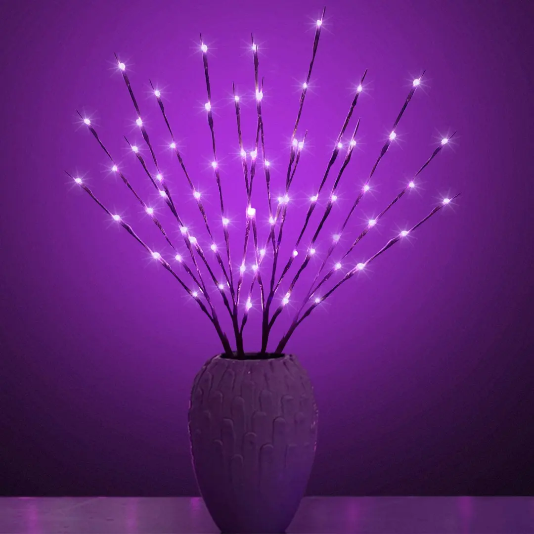 

Гирлянда светодиодная ветка на батарейках 0.77 м 20 LED фиолетовый свет