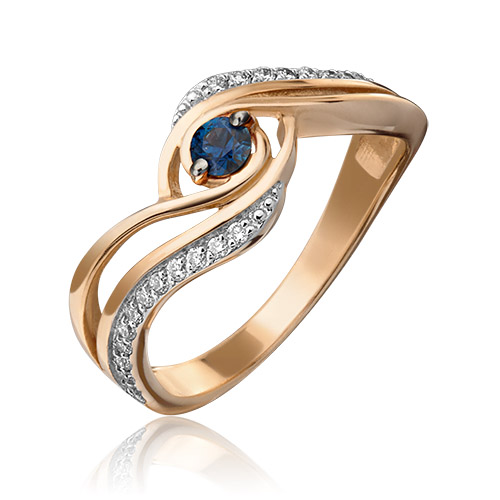 

Кольцо из золота р. 18,5 PLATINA jewelry 01-0881-00-105-1110-30, сапфир\бриллиант, 01-0881-00-105-1110-30