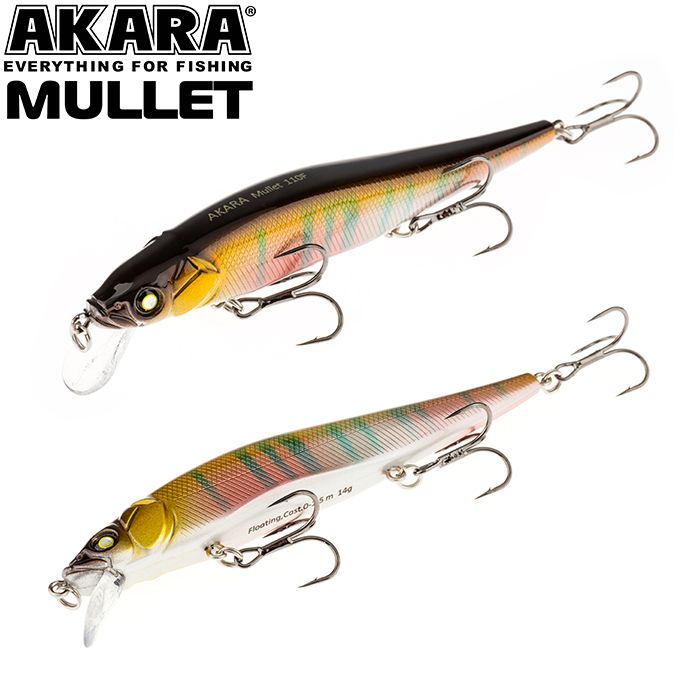 

Воблер Akara Mullet 110F 14 гр 1/2 oz 4,3 in A210, Разноцветный, Mullet