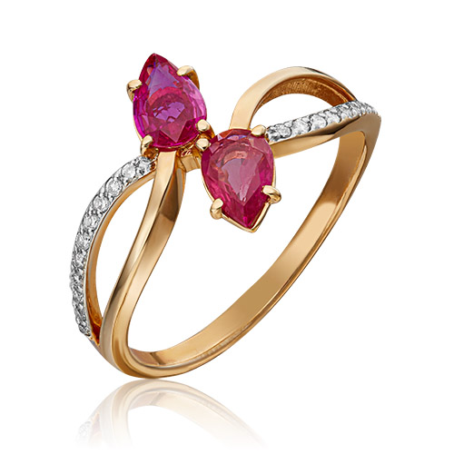 

Кольцо из золота р. 16,5 PLATINA jewelry 01-1082-00-107-1110-30, рубин\бриллиант, 01-1082-00-107-1110-30