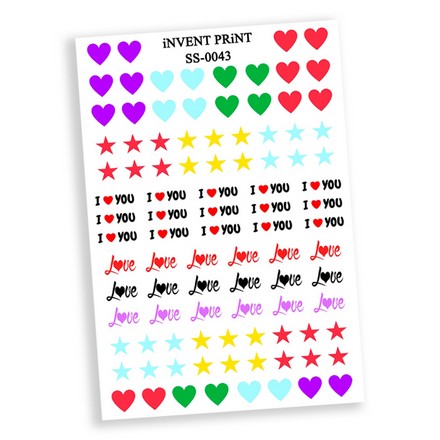 

Набор, iNVENT PRiNT, Самоклеящийся слайдер-дизайн «Любовь. Love. Сердце» №SS-43, 3 шт., Разноцветный