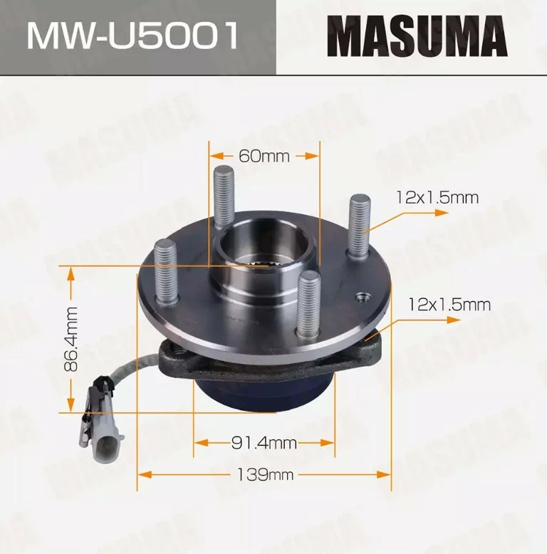 

Ступица колеса передняя с ABS Masuma MW-U5001