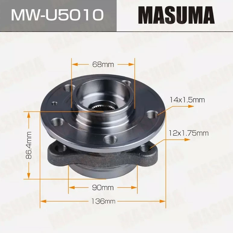 

Ступица колеса передняя Masuma MW-U5010