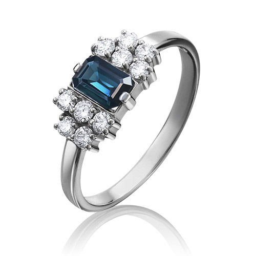 

Кольцо из золота р. 17,5 PLATINA jewelry 01-1258-00-105-1120-30, сапфир\бриллиант, 01-1258-00-105-1120-30