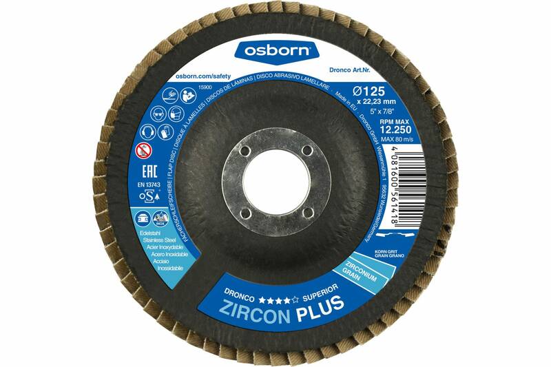 фото Диск лепестковый торцевой zircon plus g-az 125х22 dronco 5242304100