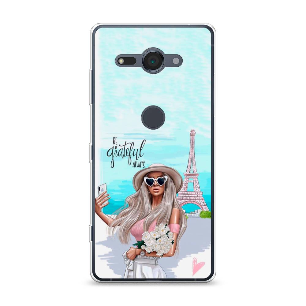 

Чехол для Sony Xperia XZ2 Compact "Селфи Париж", Голубой;бежевый, 52950-6