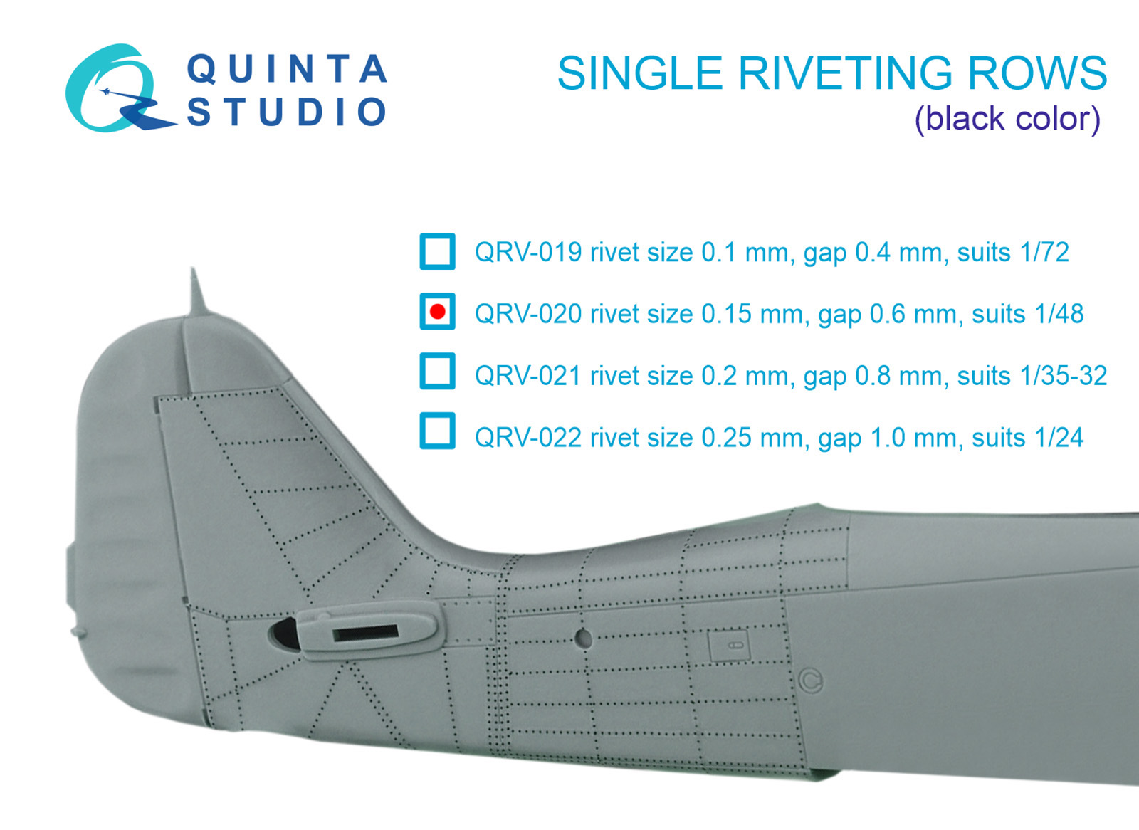 

QRV-020 Одиночные клепочные ряды размер клепки 0.15 mm, интервал 0.6 mm, цвет черный
