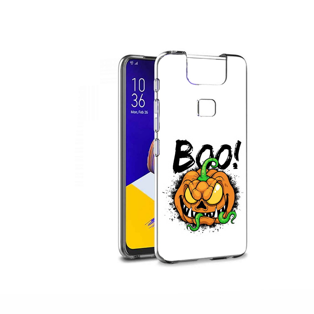 

Чехол MyPads Tocco для Asus ZenFone 6 (ZS630KL) Хэллоуин бу, Прозрачный, Tocco