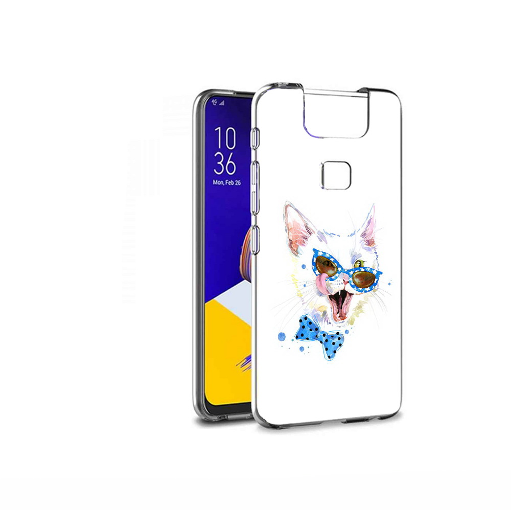 

Чехол MyPads Tocco для Asus ZenFone 6 (ZS630KL) белый кот, Прозрачный, Tocco