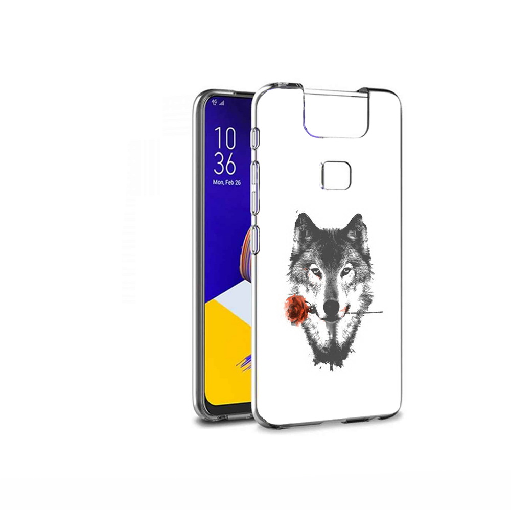 Чехол MyPads Tocco для Asus ZenFone 6 (ZS630KL) волк с розой
