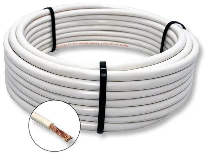 Провод электрический ПуГВ 1х16 мм2 Белый 100м, кабель силовой, медь шнур для вязания 100% полиэфир 3мм 100м 200±20гр 01 белый
