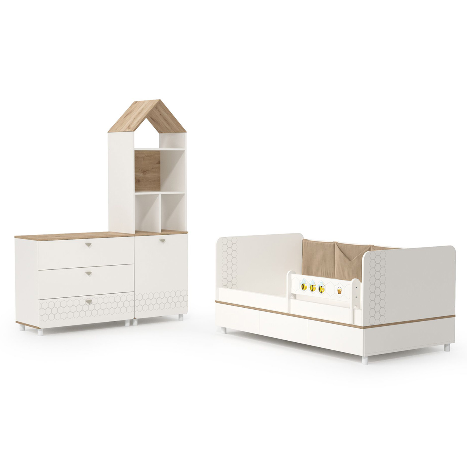 Мебель в детскую Mobi Эйп № 3 белый, дуб белый, сп.м. 80х160 см опора для стеллажа 50 см белый